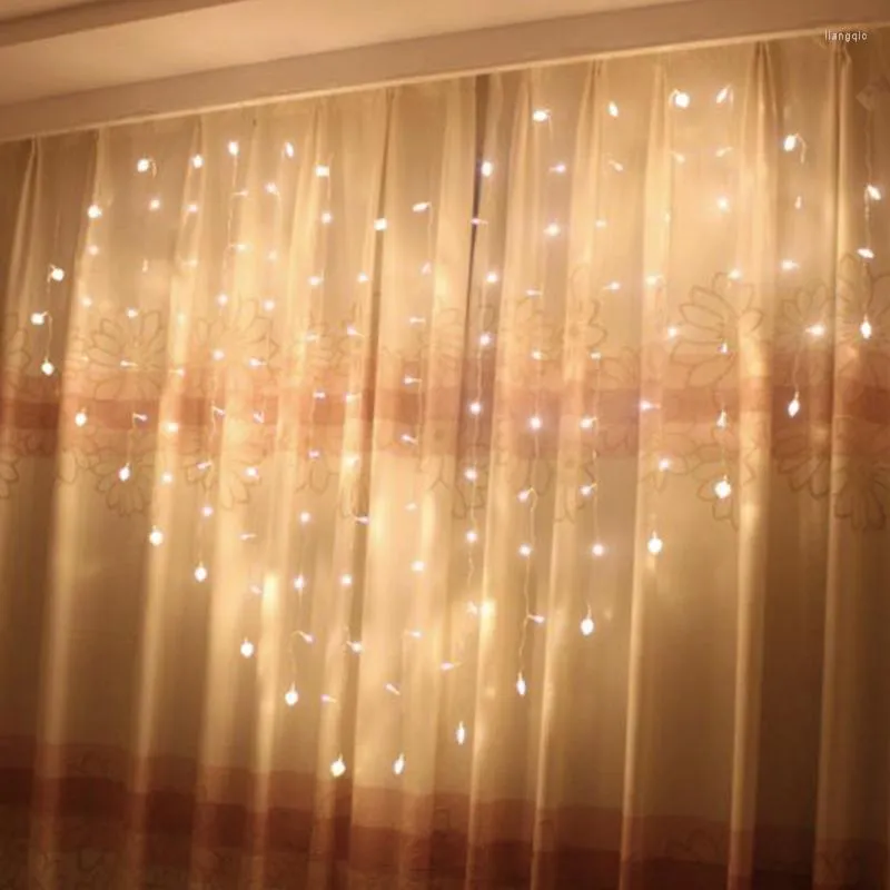 Strängar hjärtformad led fairy sträng gardin ljus 2m 1,5 m 124 lysdioder valentin xmas jul bröllop fest fönster girland dekor