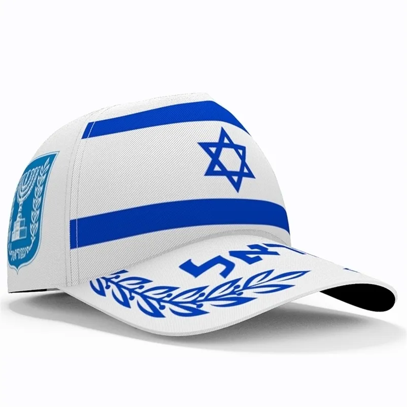 Boll Caps Israel Baseball Cap 3d gratis skräddarsydd namn Team IL HAT ISR COUNTRE ARABIC NATION JUDISM HEBREW Arab Flagg Huvudbonader 220928