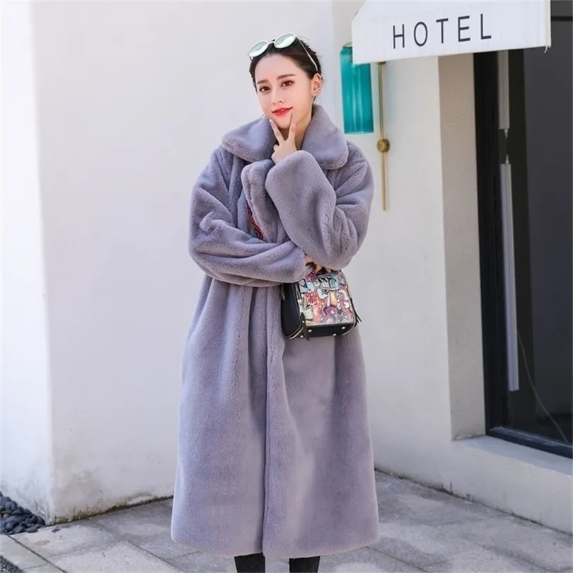 Womens Fur Faux Nerazzurri Winter Long Thick Warm Soft Gray Black Coat Women Fluffy ry Fake Overscoat Korean Fashion 5xl 6xl 7xl 220926