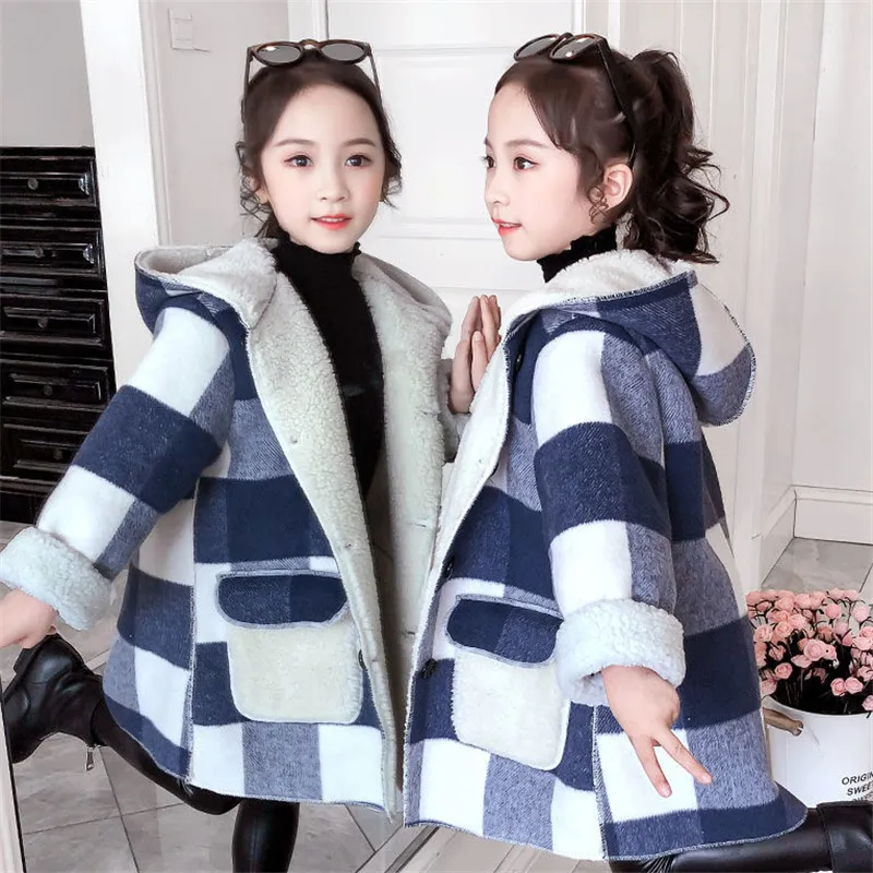 Coat Thick Lamb Woolen Children Long Section Girl Jackets Kids Outerwear s For Wool Jacket Winter Overcoat 220927
