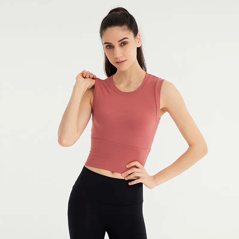 LU-JY-014 mulheres camisas de yoga meninas correndo sem mangas colete senhoras casuais roupas de yoga adulto roupas esportivas exercício fitness wear