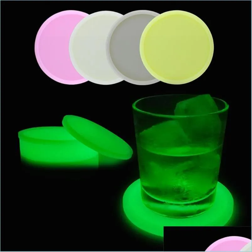 Mats Pads Sile Luminoso Bebida Posavasos Pad Insated Taza Redonda Antideslizante Suave Mesa Protección Mesa Comedor Decoración Drop Entrega 2021 Dh9Vx