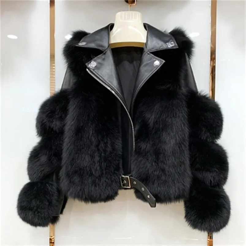 Frauen Pelz Faux Echte Mäntel Mit Echtem Schaffell Leder Wholeskin Natürliche Jacke Outwear Luxus Frauen Winter 220927