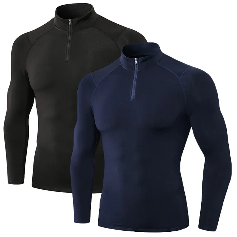 Herr termiska underkläder manliga kvarter zip pullover mens termisk kompressionskjorta träning sport toppar lång ärm med fleece fodrad 1 eller 2 pack 220927