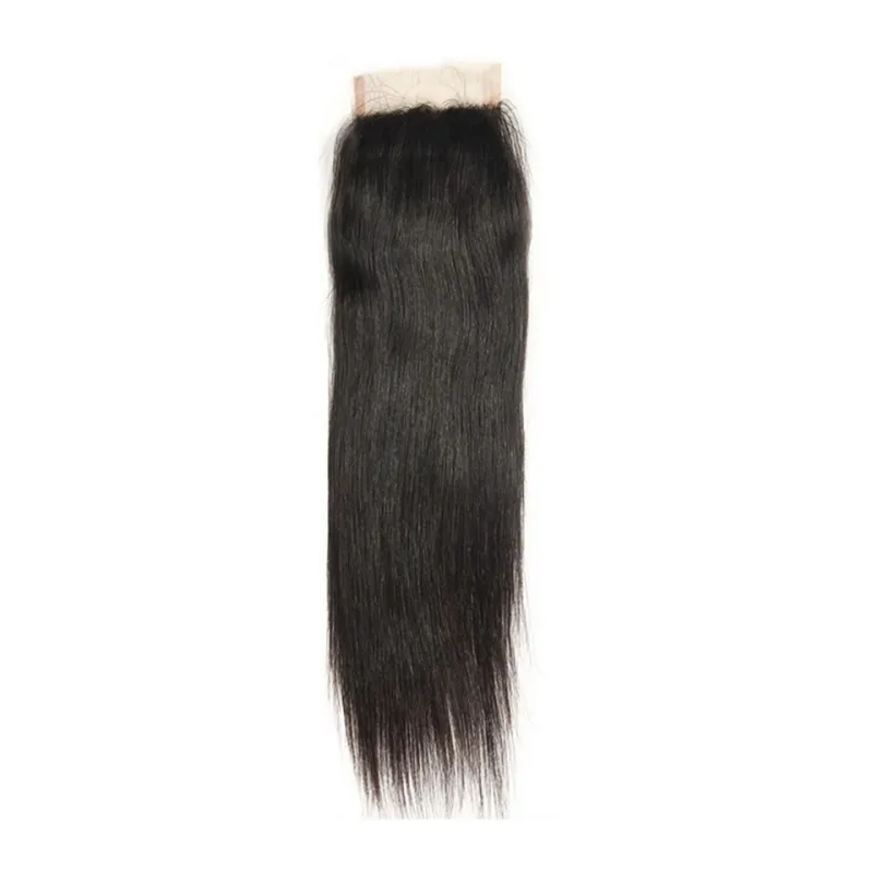 브라질 100% 힌트 모발 4x4 레이스 클로저 무료 부품 페루 인디언 처녀 머리카락 부드키 스트레이트 10-24inch