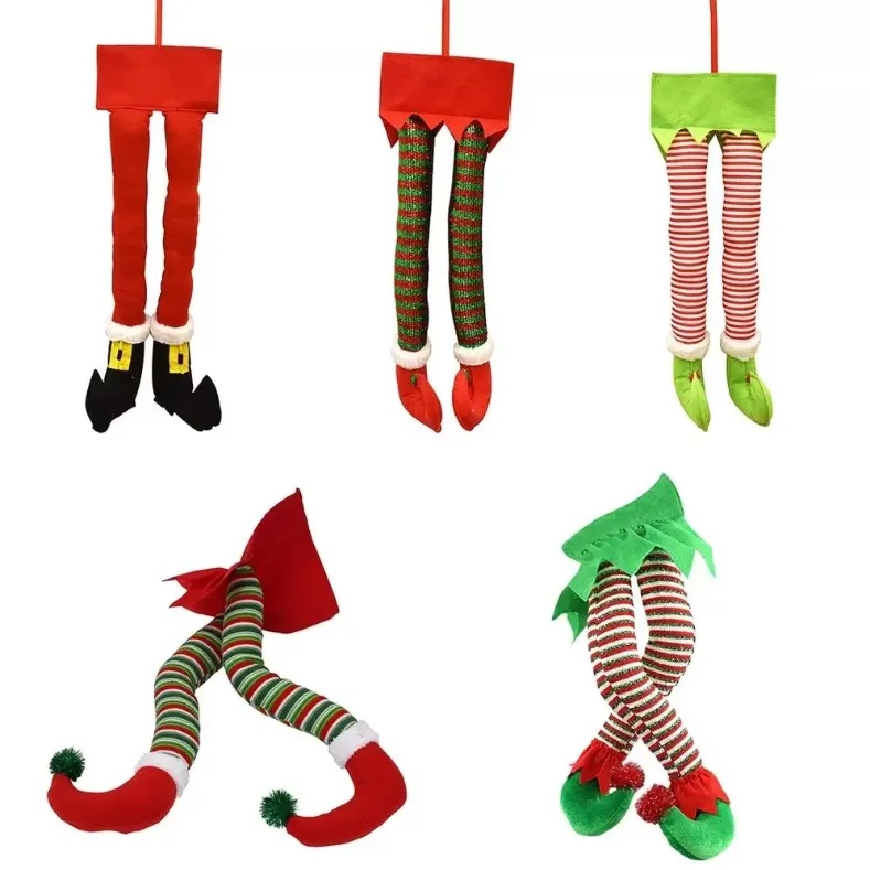 Kerstmis Santa Elf Legs Plush gevulde voeten met schoenen Kerstboom decoratief ornament Christmas Decoration Home ornamenten FY3256 P0928