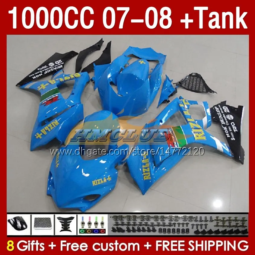 スズキGSXR1000CC GSXR 1000 CC 1000CCのキットタンクフェアリング07-08ボディワーク158NO.140 GSXR-1000 GSXR1000 K7 07 08 BODY GSX R1000 GSX-R1000 2007 2008 FAIRING GLOSSY BLUE