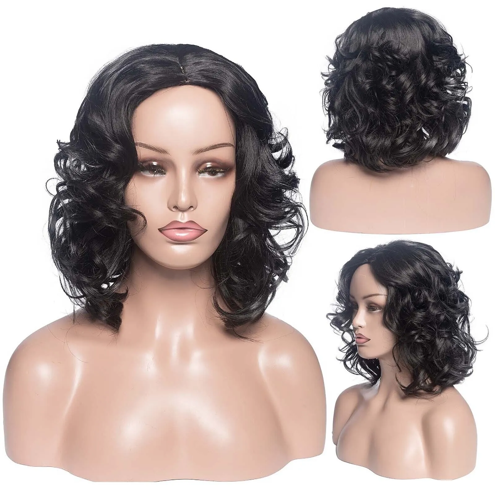 Women's Fashion Wig Brown Synthetic Hairshort Wigs hair Wave Wig