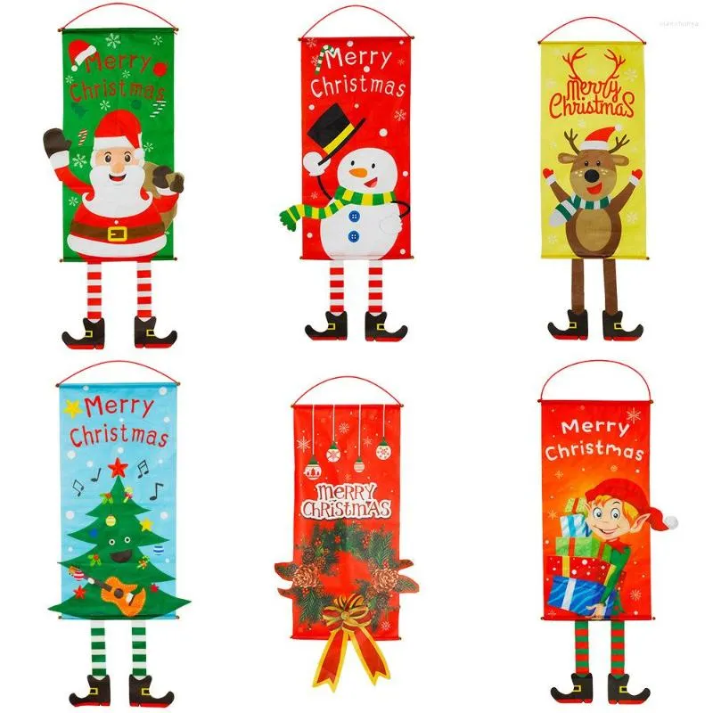 Juldekorationer 1 st hängande flagga snögubbe jultomten fönster hänge väggdekoration för hembutik xmas ornament banners