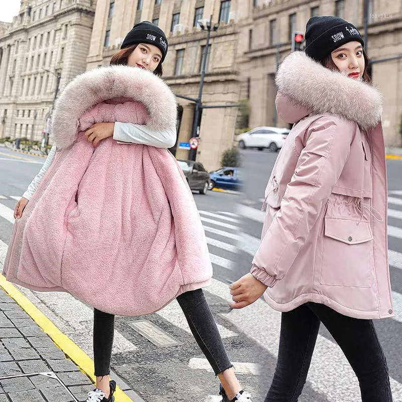 Vestes pour femmes hiver femme veste 2022 mode manteau court chaud femme Parka capuche femmes fourrure doublure v tements d ext rieur