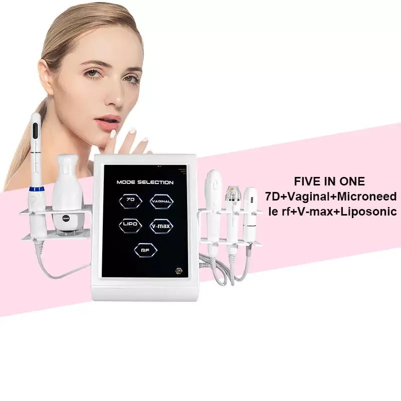 5 en 1 équipement de beauté multifonctionnel 7D liposonique Rf Microneedle Smas Kift Vmax hifu resserrement vaginal Anti-âge élimination des rides soins de la peau dispositif de beauté