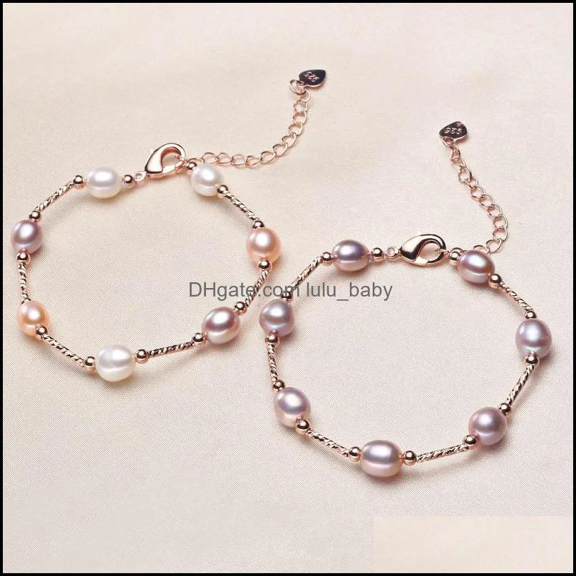 wholesale Jewelry Natural Freshwater Pearl Bracelet for Women 3 Color Oval Pearl Bracelet for wedding Handmade Christmas Gift