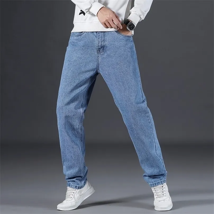 Mens Jeans Classic Style Young Fashion Stretch Denim Black Blue Slim Straight Midwaist 220928