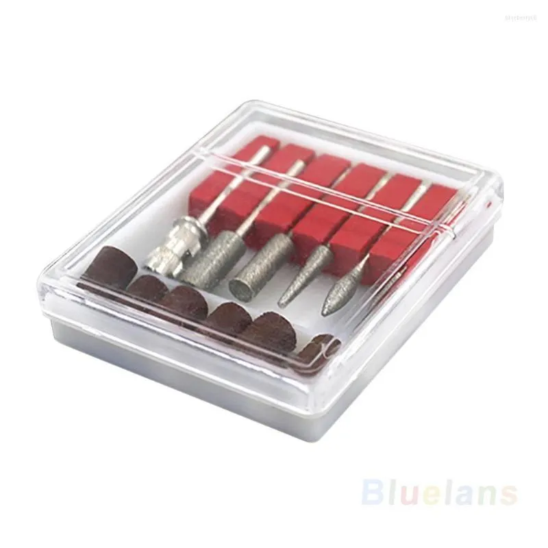 Kits de arte na unha 12 PCs Manicure Drill Bits Pro Beauty Salon Tools Sanding Bands Kit