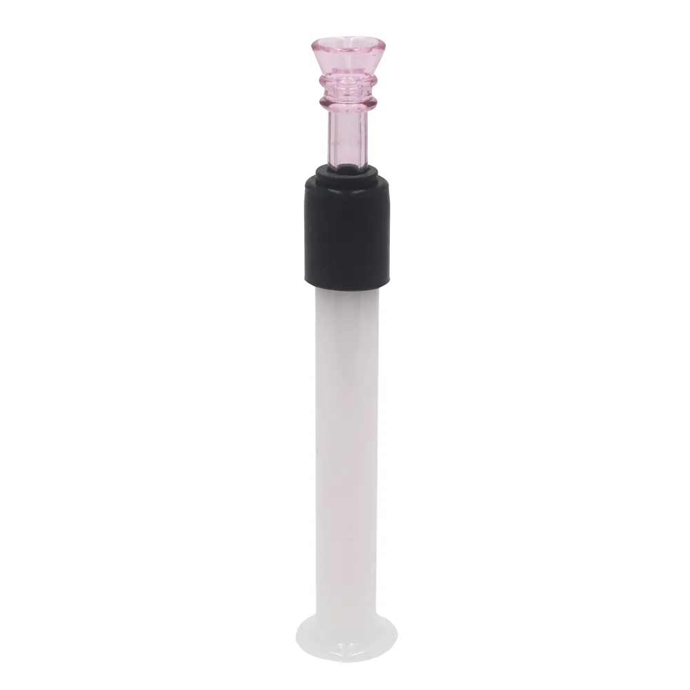 Rauchpfeifen, Glas, stumpfes, ausgestelltes Mundstück, weiße und rosafarbene Mini-Handpfeife, ähnlich wie Streamroll One Hitter