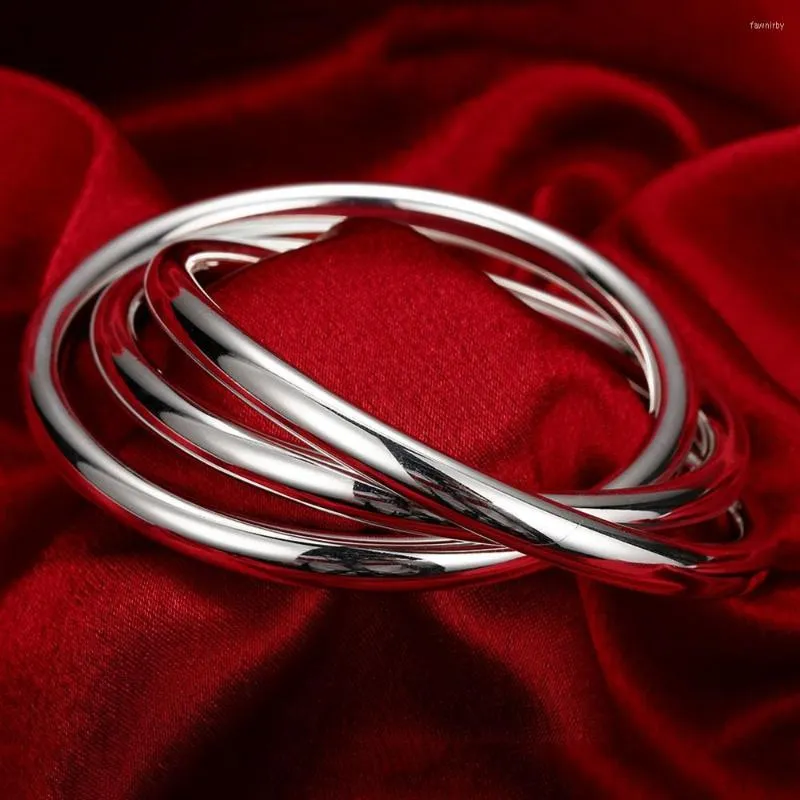 Bangle Silver Plated For Women Bridal Joyas Fashion Three Circles Armband Top Quality Color Smycken B047