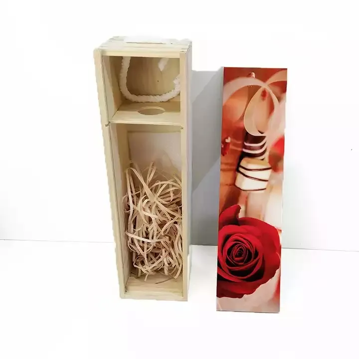 Kerstcadeau Custom Design Single Red Wine Houten Gift Wrap Boxes met sublimatiepaneel Z11