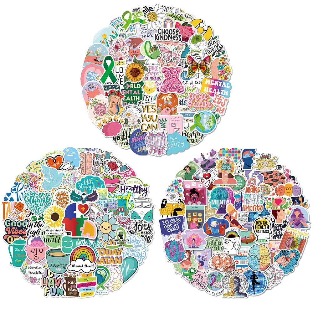 50-Piece Mental Wellness Vinyl Stickers - Waterproof Decals for Laptops ...