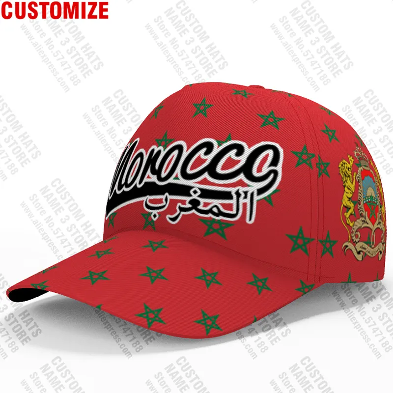 Ball Caps Morocco Baseball Free Custom Made Name Team Ma Hat Mar Country Fishing Travel Arabic Arab Nation Kingdom Flag Headgear 220928