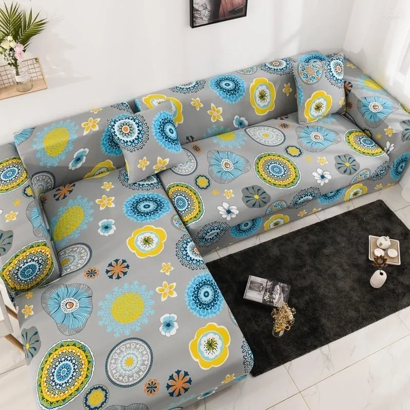 Campa a cadeira Mandala Flores Grandes Afrento de braço Slipcovers Bohemian Sofá Toalha seccional elástica para o escritório da sala de estar 1 2 3 4 Seat