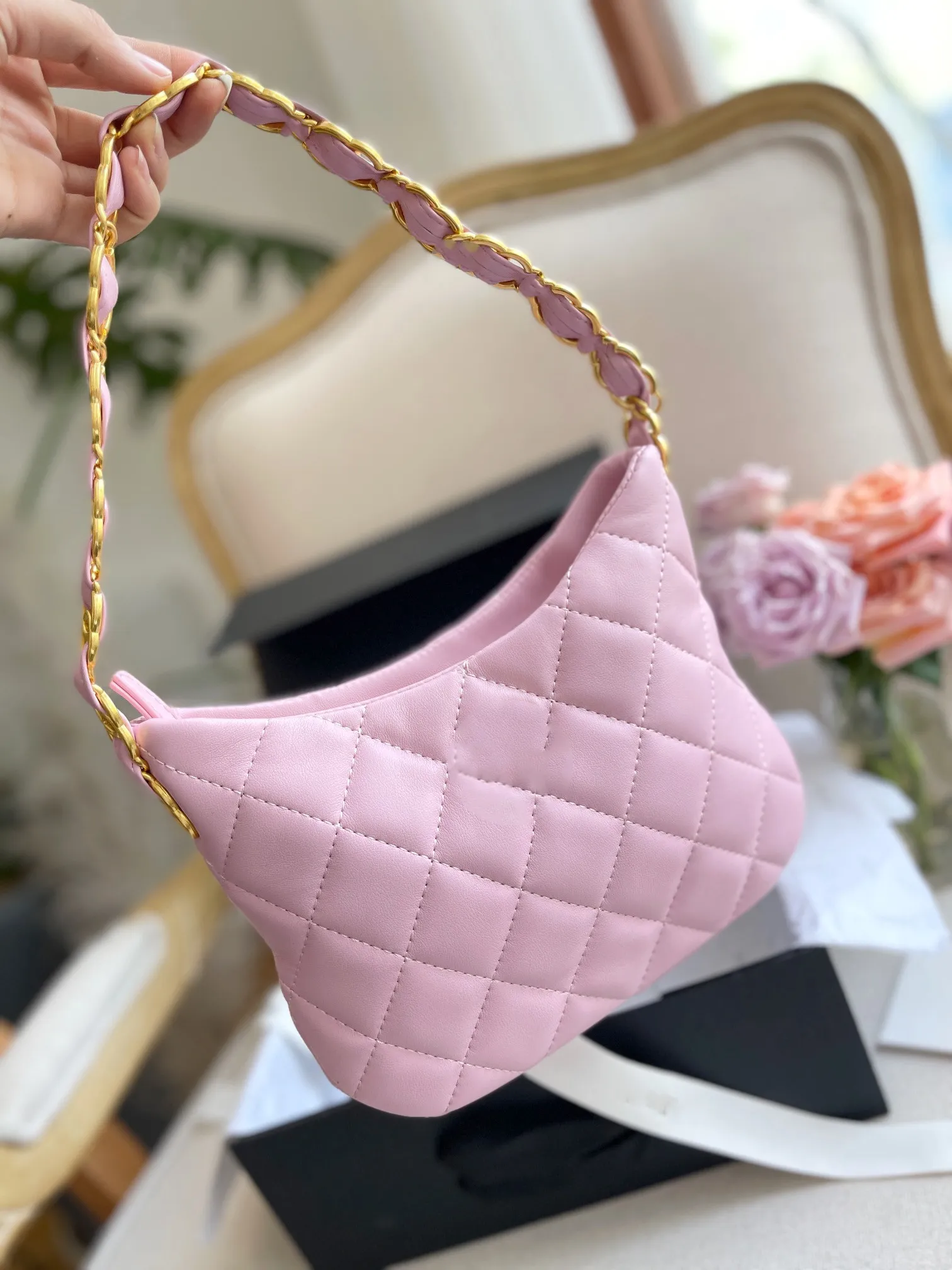 22K small hobo Subaxillary bag Shoulder Bags Fashion Hardware chain bag pu leather Shopping Satchels Luxury designer purses handbag envelope wallet Cross Body tote