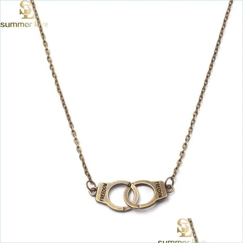 Pendant Necklaces Fashion Handcuff Pendant Necklace For Women Mens Steampunk Collares Dom Necklaces Valentines Day Gift Drop Delivery Dhros