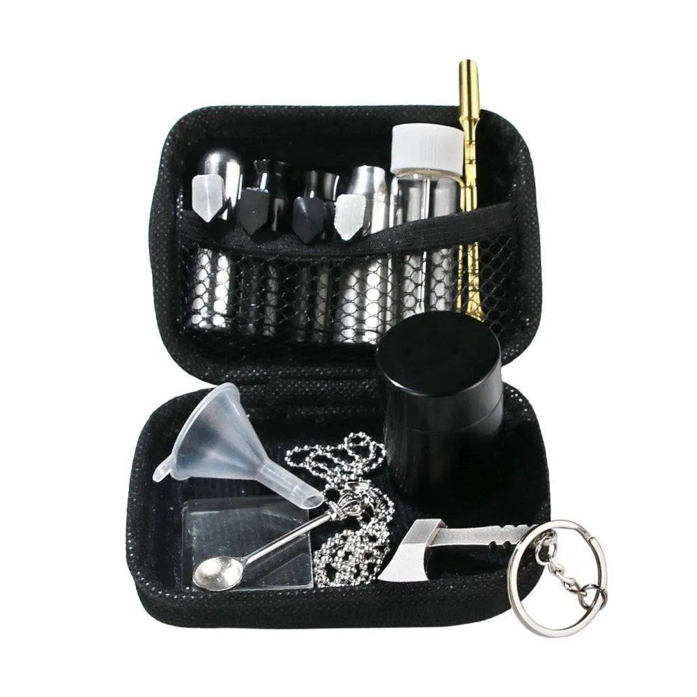 Andra rökningstillbehör Tobaksnus Snorter Kit Aluminum Sniff Dispenser Nasal Metal Storage Container Jar Glass CigarsMokeshops Dhojl