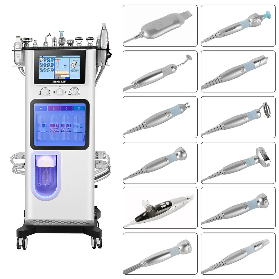 Mais recente MicrodermoBrasion Skin Clean Beauty Device Oxygen Facial Machine 13 em 1 Aparelho Facial de Hidrodermoabrasão