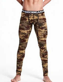 Seobean masculino camuflado algodão longo johns inverno roupa interior térmica leggings 772