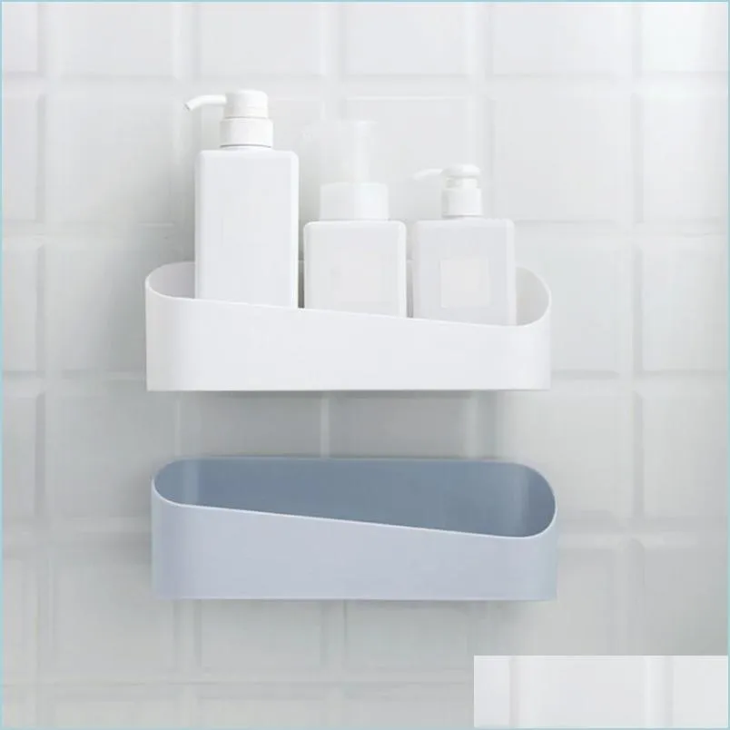 Bathroom Storage Organization Wall Hanging Organizer Holder Tray Kitchen Rack Strong Paste Shelf With 2 Suckers Shower Caddy Drop De Dhzsn