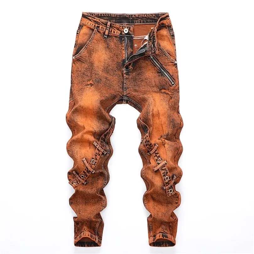 Męskie dżinsy streetwear Rinne dżinsowe spodnie Trendowe spodnie marki dla swobodnego solidnego motocyklisty zniszczona dziura Slim Fit wysokiej jakości 220928