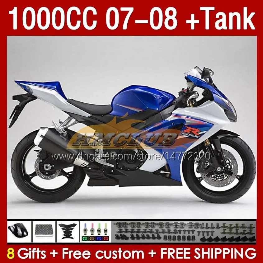 Fairings & Tank For SUZUKI GSXR1000 GSXR 1000 CC K7 GSX-R1000 2007-2008 Bodys 158No.137 1000CC GSXR-1000 07 08 Bodywork GSX R1000 2007 2008 Full Fairing Kit blue factory