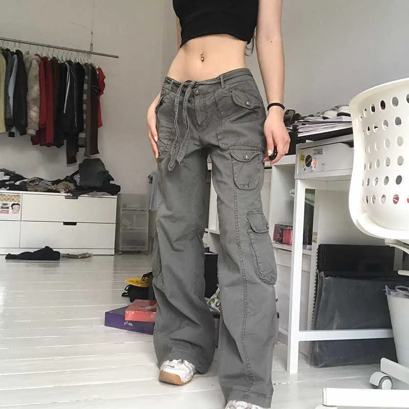 Pantalons Femmes Capris Rétro 90s Salopette Denim Jeans Femmes Fée Grunge Pantalon Femme Sexy Taille Basse Pantalon Décontracté Vintage Cyber Y2k Pantalon Streetwear T220926