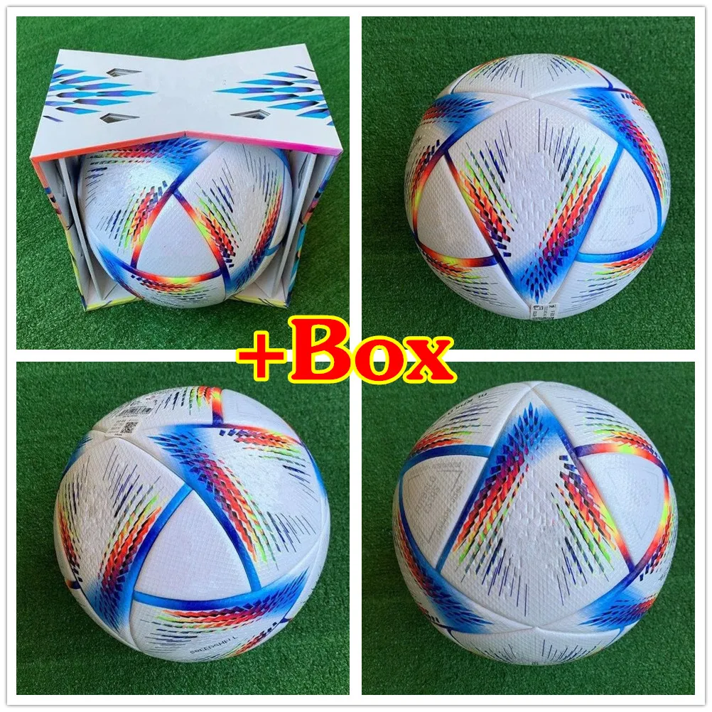 Nuovo pallone da calcio per la Coppa del mondo 2022, misura 5, bella partita di calcio di alta qualità. Spedisci le palle senza aria
