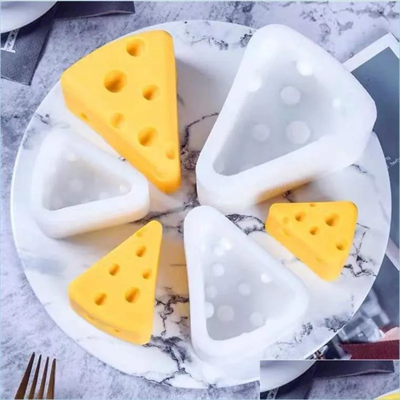 その他の芸術品と工芸品のチーズの形状ろうそくのカビの香りのムースケーキmods石鹸チョコレートフォンダンペストリーベーキング装飾soif dhcd6