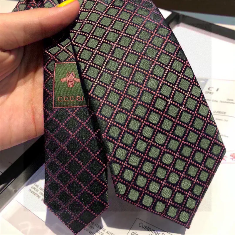 Neck Ties Designer Stripe Embroidered Army Green Men Silk Tie Business Casual Fashion High Quality Bow