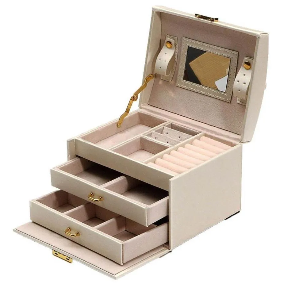 Large Jewelry Packaging & Display Box Armoire Dressing Chest with Clasps Bracelet Ring Organiser Carrying Cases199h