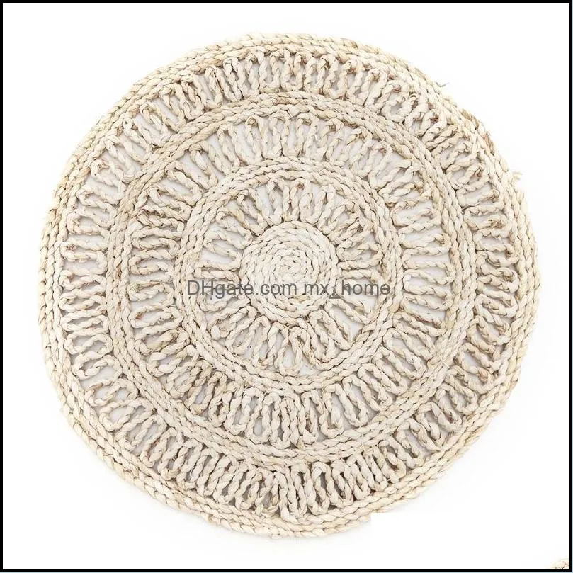 Mats Pads Placemats Limpiables Boho para mesa redonda Resistente al calor Sts Lugar rústico Granja Entrega de entrega 2021 Hogar Jardín Cocina Dhra5