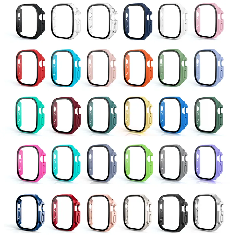 360 Full Cover Hard PC Bumper Proetctive Cases With 9H HD Tempered Glass Film Screen Protector For Apple Watch S8 Ultra 49mm With Retail Package