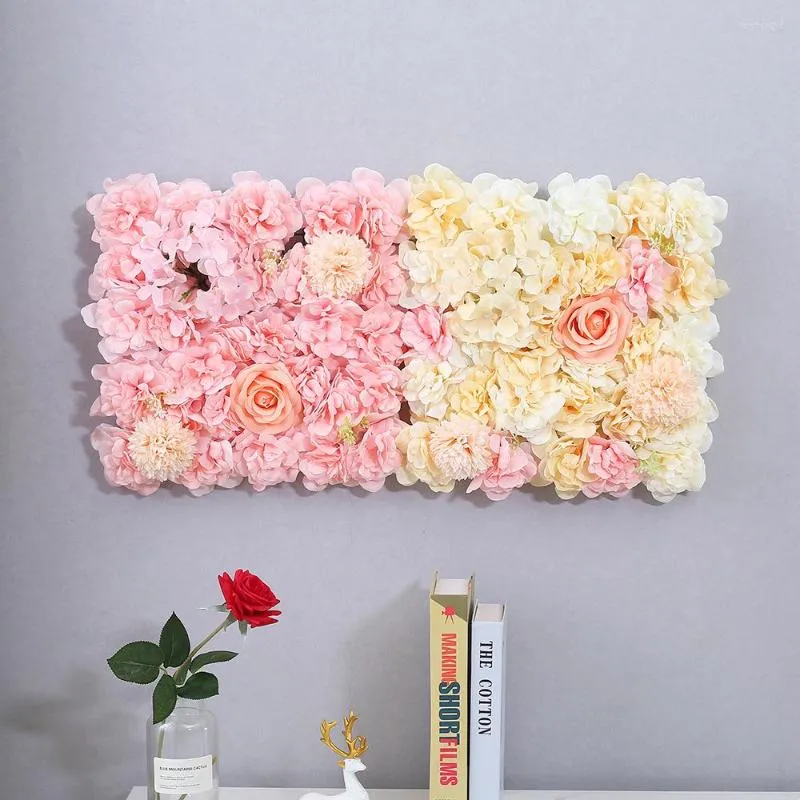 Fiori decorativi 2pc 3D Pannelli da parete con fiori di rose artificiali Ortensia Peonia Festa a casa Sfondo di nozze Decorazione per baby shower