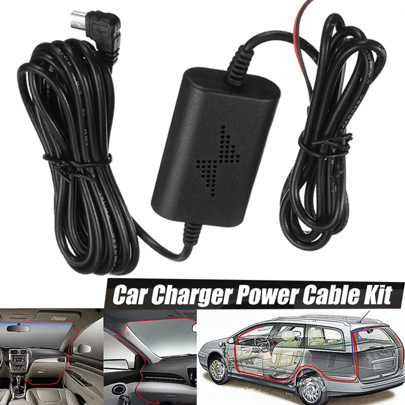 3m DC 5V 2A Mini/Micro Port USB fil chargeur de voiture caméra enregistreur Kit 12V à 5V enregistreur de conduite alimentation câble abaisseur