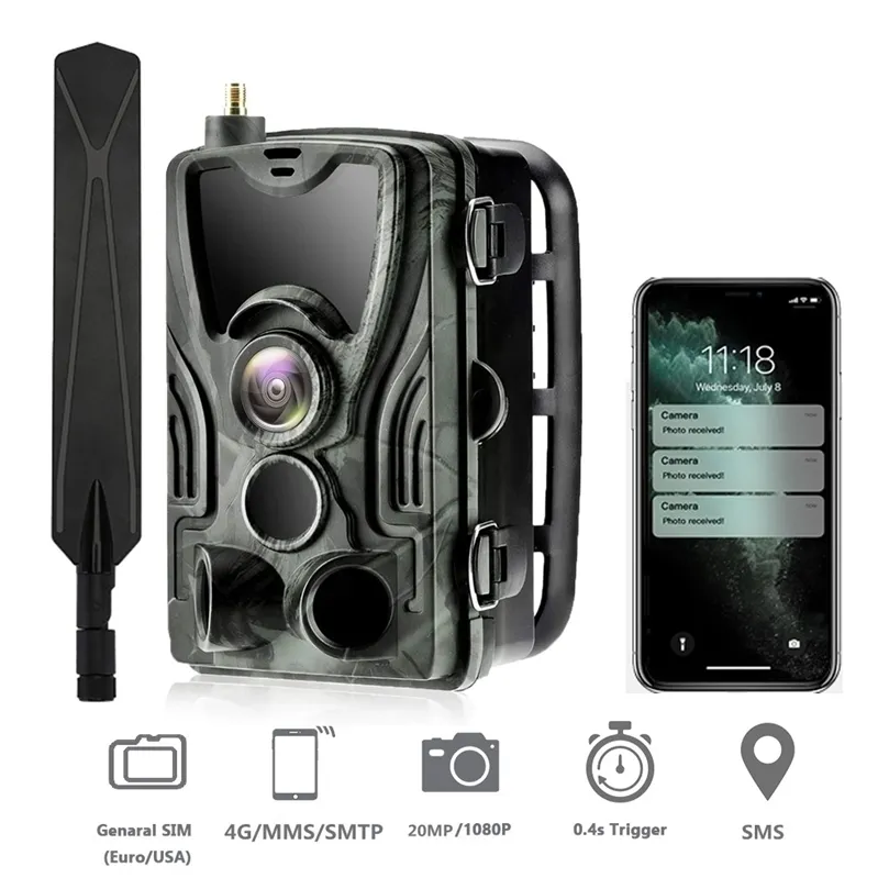 Suntekcam HC-801 Series App Control 4G 20MP 1080P Hunting Trail Camera Wireless Wildlife Cameras 0.3S Trigger Night Vision 220810