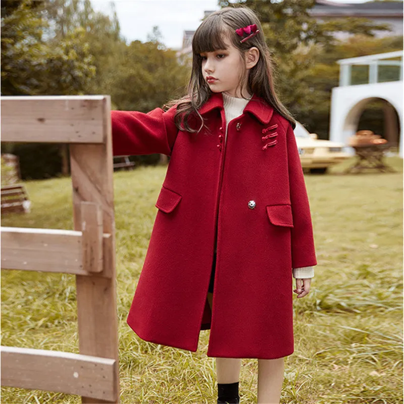 Coat Winter Girl en Elegant Thick Warm Red Jackets Parka Children Outerwear Clothes Teenage Kids Windbreaker High Quality 220927