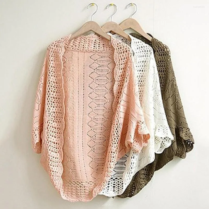 Kvinnors blusar Kvinnor Fashion Sticked Hollow Top Casual Knitting Shawl Cardigan Blus Knitwear Sweater Autumn Summer Korean Tops
