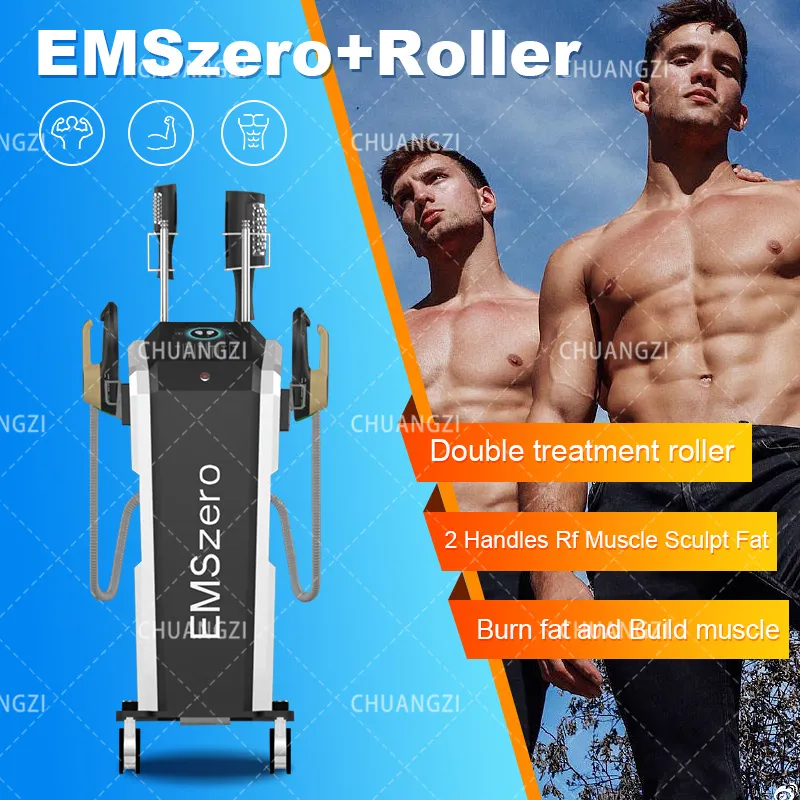 2023 RF Ny Vertikal 5000W 2 i 1 EMSZERO Plus Roller Equipment 4 Handtag Fettnedbrytning Muskelförstärkare Fitness Skönhetsinstrument