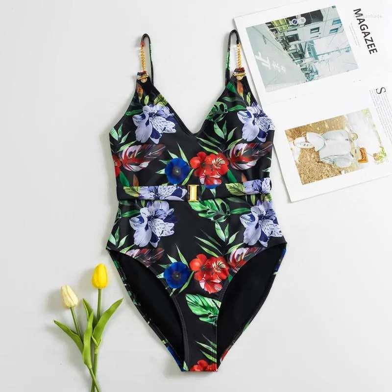 Kvinnors badkl￤der Kvinnors halter Tankini Summer 2022 Push Up Print Flower Swimming Dress Beach Wear Swimsuit Women Sexig V-ringning Oregelbunden