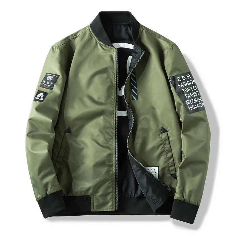 Jaquetas masculinas Jaqueta de bombardeiro masculino esbelto usa casual capa de piloto de quebra -vento casual com manchas verdes fino mass de casaco fora de roupa ZA267 T220926