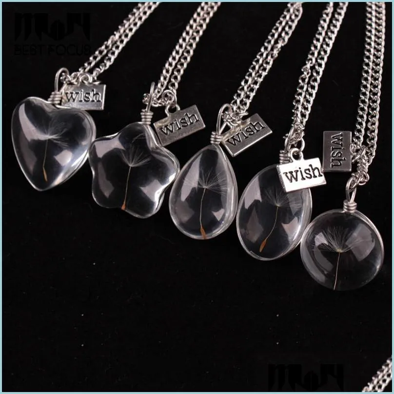 Подвесные ожерелья ожерелья по желанию Желания настоящие цветы подвески Sier Women Women Vintage Jewelry Bohemian Хрустальные ожерелья Dli Deli dhpac