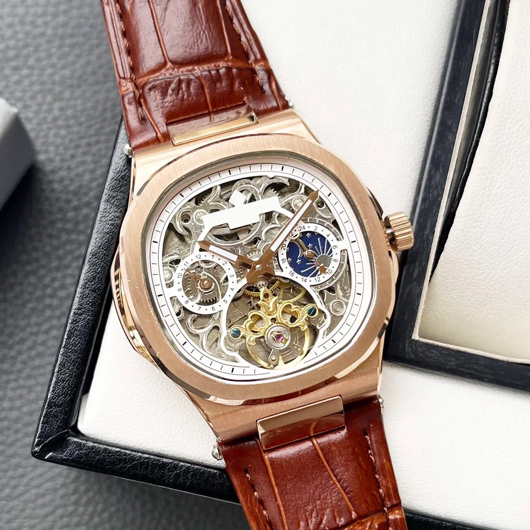 Nautilus zegarek męskie zegarki Tourbillon W pełni automatyczny ruch mechaniczny obudowa mineralna Mineral Mirror 45x14 mm Oficjalna replika Replica WristWatch 106b