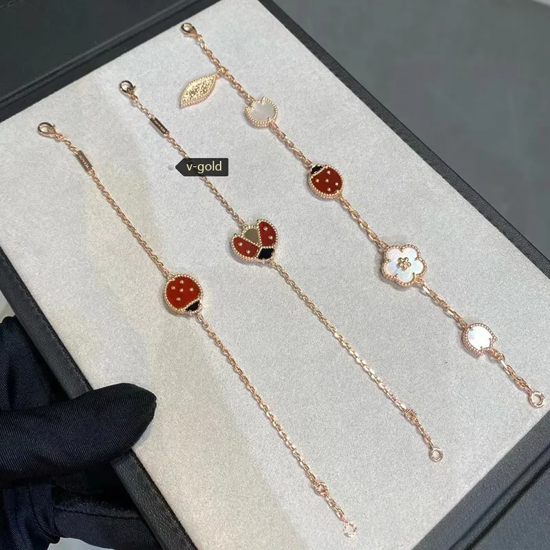 Designer Charm Bracelets Women Charm Bracelet 4/Four-Leaf-Clover Rosegold Ladybug Luxury Jewelry With Box